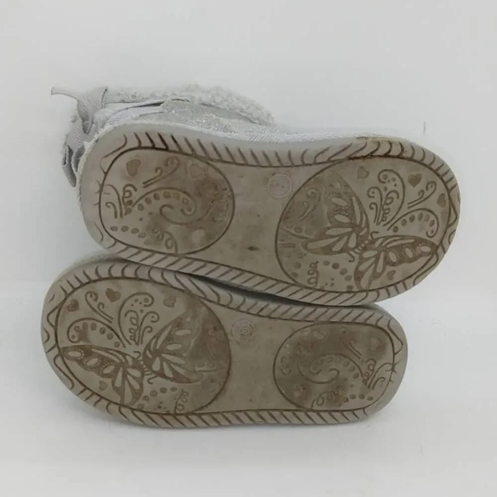 Jumping Beans Toddler Girls Glitter Silver Faux Fur Winter Boots - Size 8